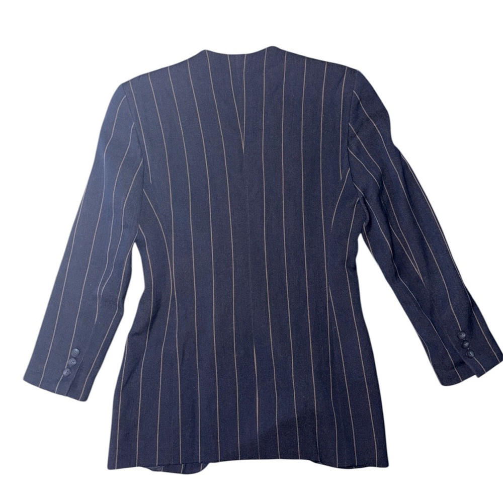 Vintage Emporio Armani Made In Italy Wool Blend Pinstriped Blazer Jacket Size 40 - Picture 10 of 11